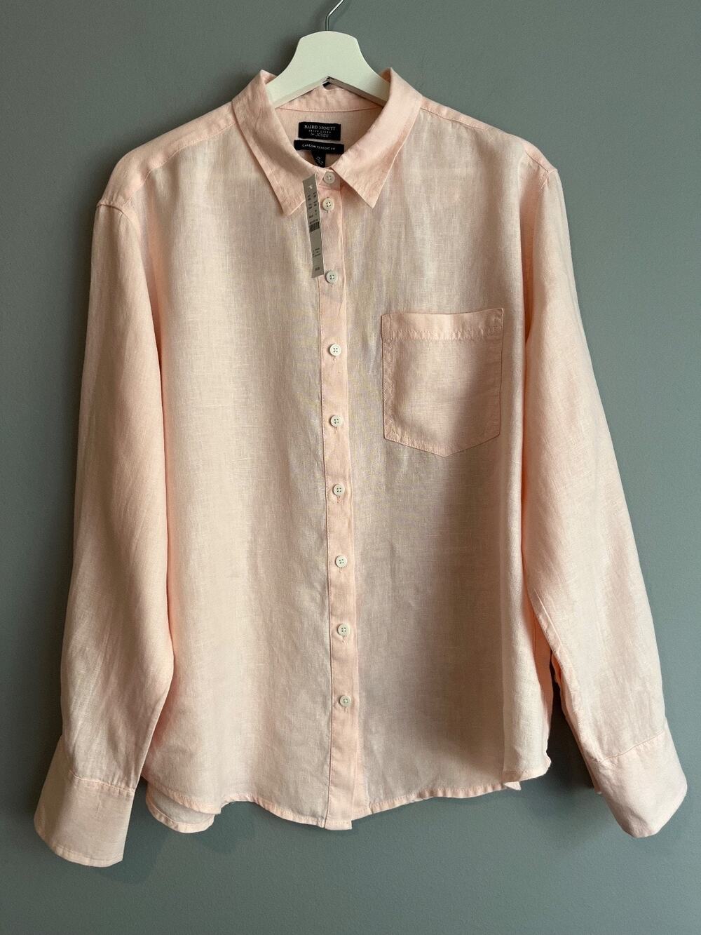J. Crew Garcon Classic Baird McNutt Irish Linen Shirt Women 12 Peach NWT $118